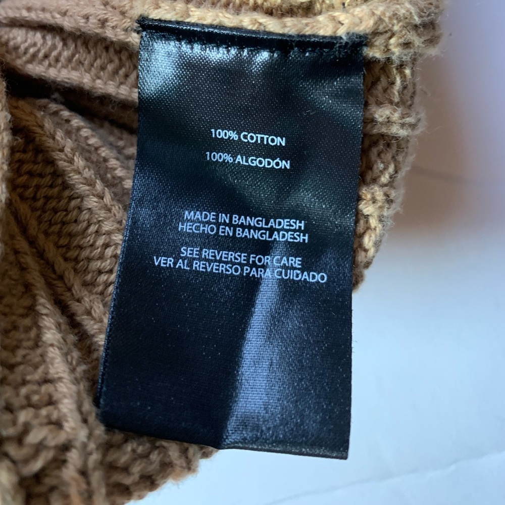 Express "Pecan" 100% Cotton Cable Knit Sweater- Men L/ Unisex XL Boyfriend S/M - Picture 6 of 7